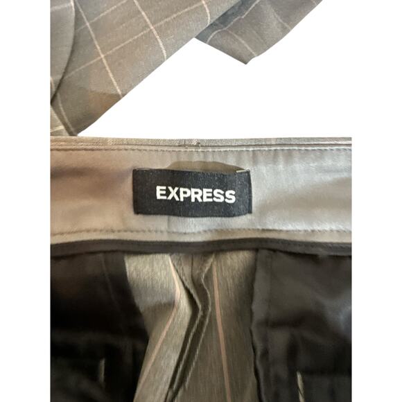 Express Columnist Women’s Ankle Pants – Gray Windowpane Plaid, Stretch, Size 12R - Picture 7 of 9